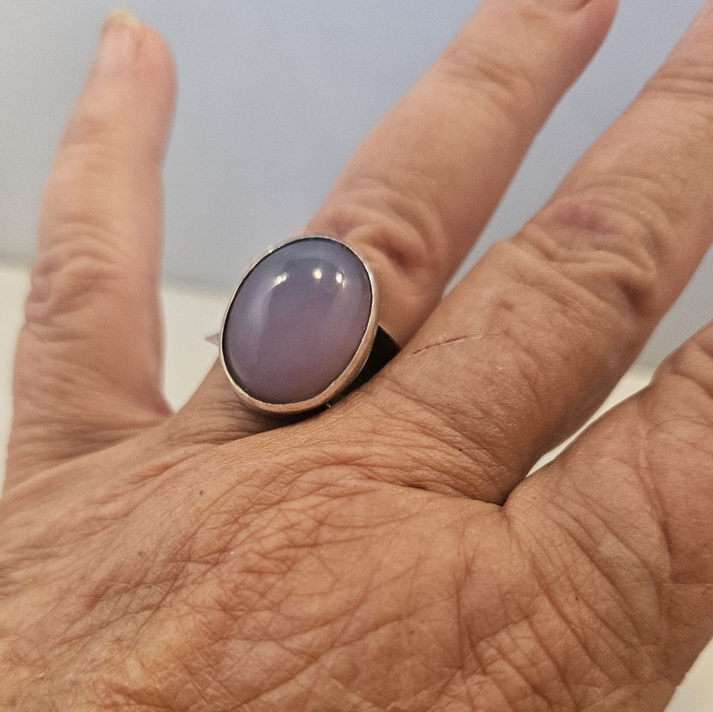 Hand-Crafted Lavendar Chalcedony Ring, Size 8